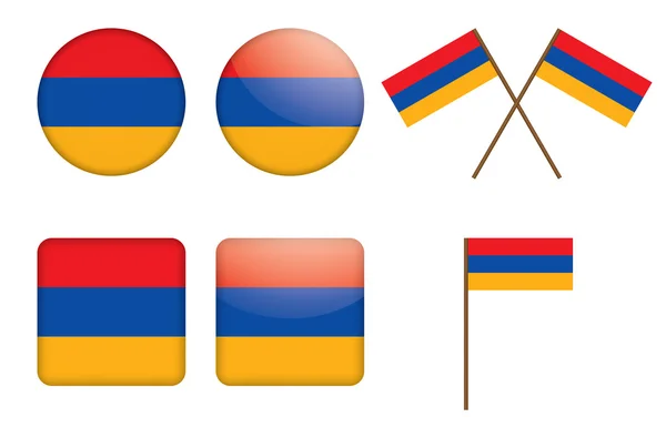 アルメニアの旗とバッジ — ストックベクタ