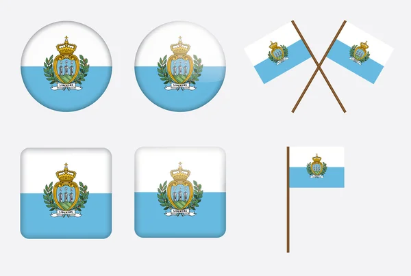 Insignias con bandera de San Marino — Archivo Imágenes Vectoriales