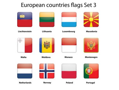 European countries flags set 3 clipart