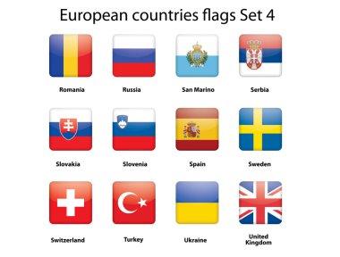 European countries flags set 4 clipart