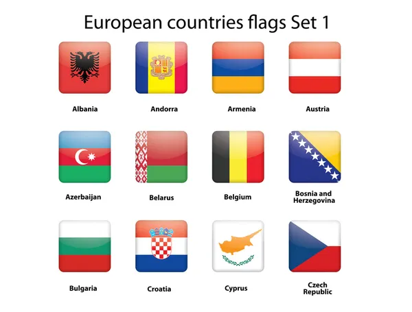 European countries flags set 1 — Stock Vector