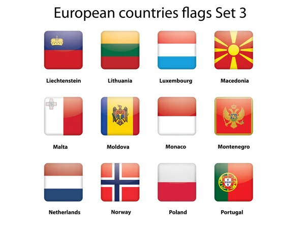 Flaggen der europäischen Länder Set 3 — Stockvektor