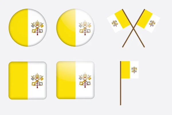 Abzeichen mit Fahne der vatikanischen Stadt — Stockvektor