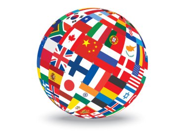 Sphere with flags clipart
