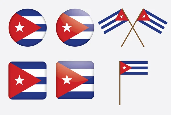 Distintivos com bandeira de Cuba — Vetor de Stock