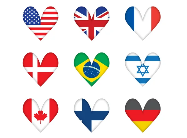 stock vector Heart-shaped flags