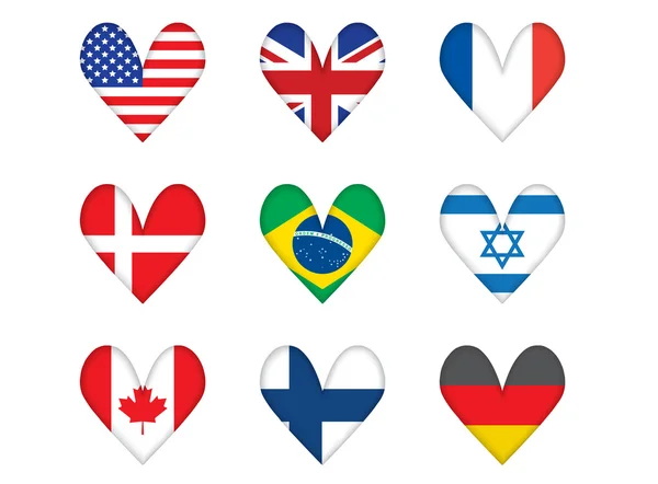 Stock vector Heart-shaped flags