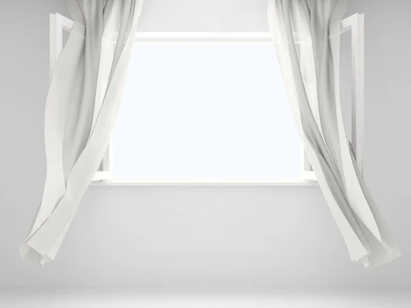 カーテン付きの窓 — ストック写真