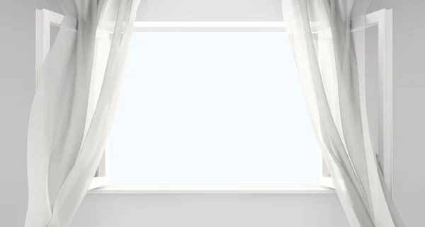 Okno z zasłonami — Zdjęcie stockowe