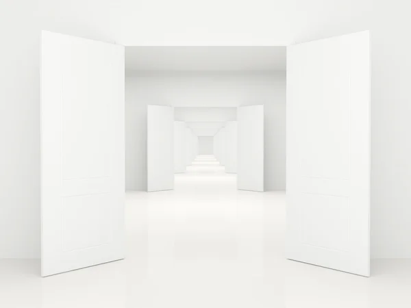 Koridor kapıları ile — Stok fotoğraf