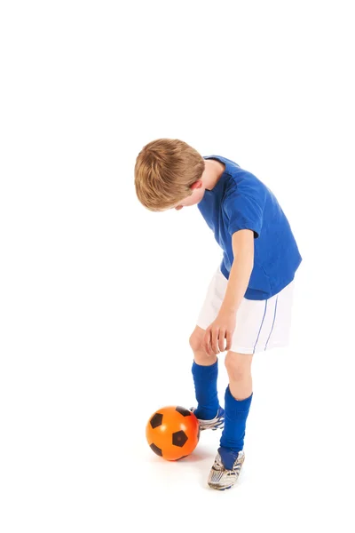 फुटबॉल खेळाडू म्हणून लहान मुलगा — स्टॉक फोटो, इमेज