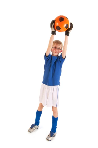 Malý chlapec jako fotbalista — Stock fotografie