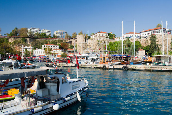 Harbor with boats in Antalya Turkey