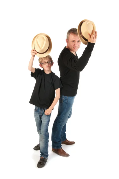 Vader en zoon maken van prestaties — Stockfoto