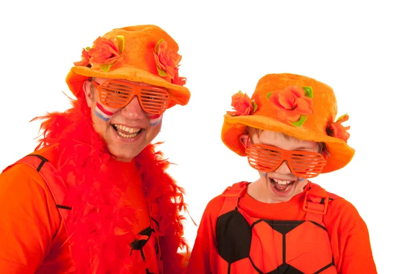 Nederlandse oranje voetbal aanhangers — Stockfoto