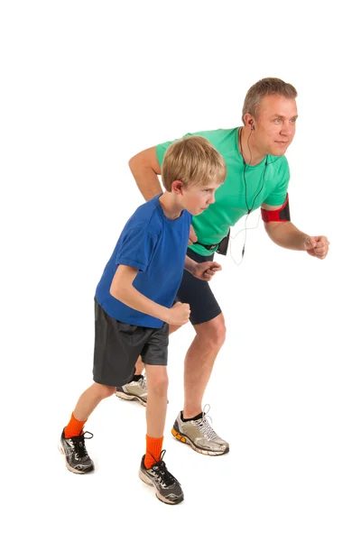 Pai e filho correndo — Fotografia de Stock
