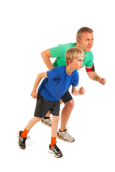 Vater und Sohn laufen — Stockfoto