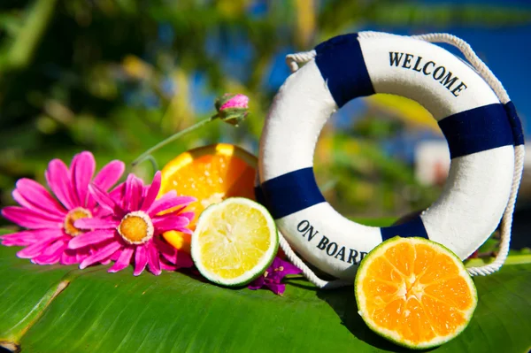Tropical welcome on board — Stock Photo, Image
