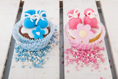 Cupcake for a baby girl and boy clipart