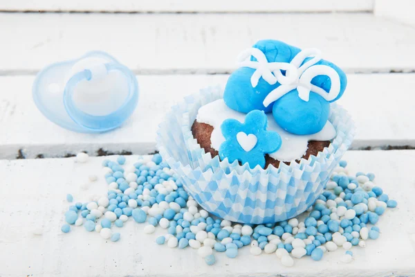 Cupcake voor een jongen geboren baby — Stockfoto