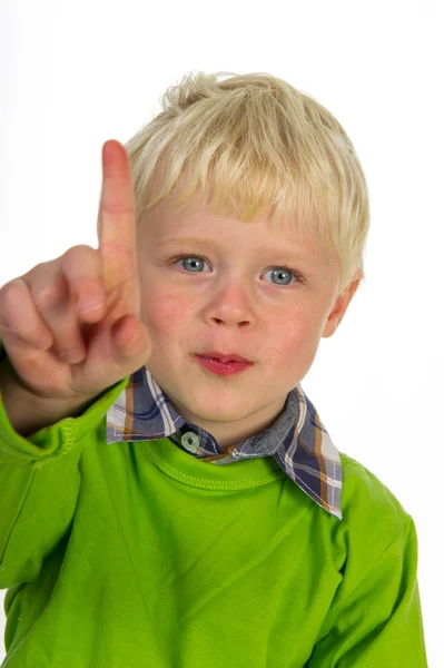 Little boy making watching out sign — Stock Photo, Image