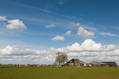 Farmhouse with livestock clipart