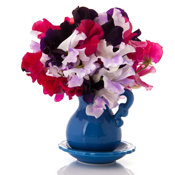 Bouquet blandet Lathyrus i kurv – stockfoto