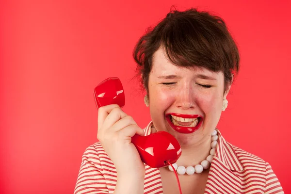 Huilen op de telefoon — Stockfoto