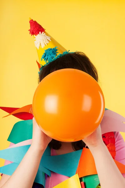 Blowing the balloon — Stock Photo, Image