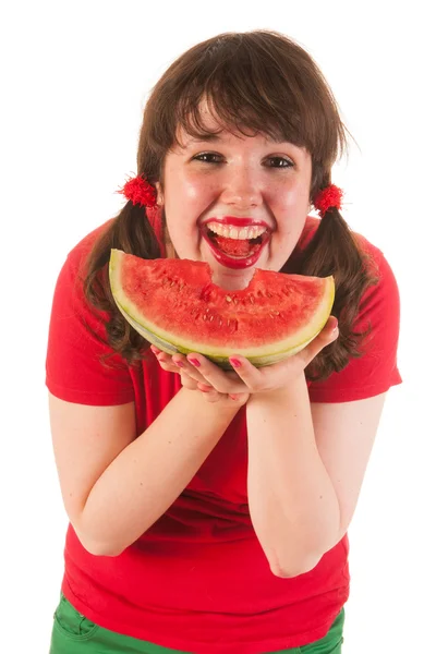 Melone essen — Stockfoto
