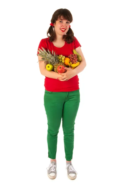 Ung kvinna med frukt — Stockfoto