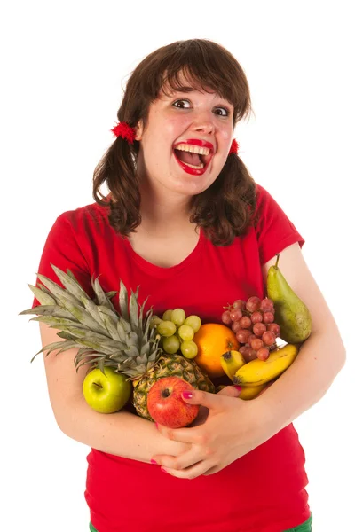 Jovem com fruta — Fotografia de Stock