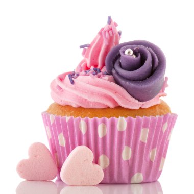 Pink cupcake with buttercream clipart