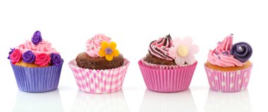 Row colorful cupcakes clipart