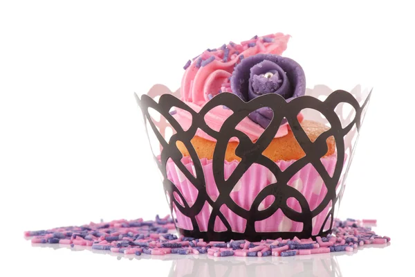 Rosa cupcake med buttercream — Stockfoto