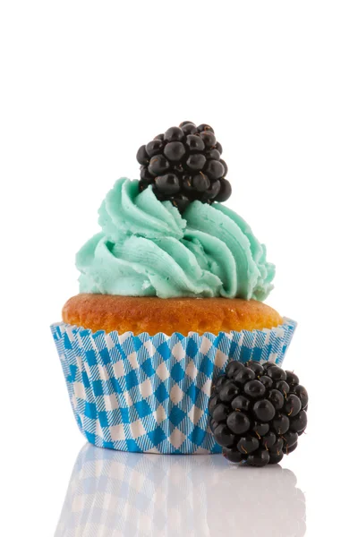 Blauwe en groene cupcake — Stockfoto