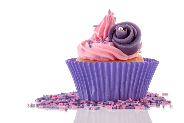 Cupcake rosa con crema di burro — Foto Stock