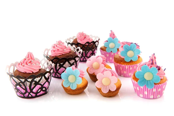 Många färgglada cupcakes — Stockfoto