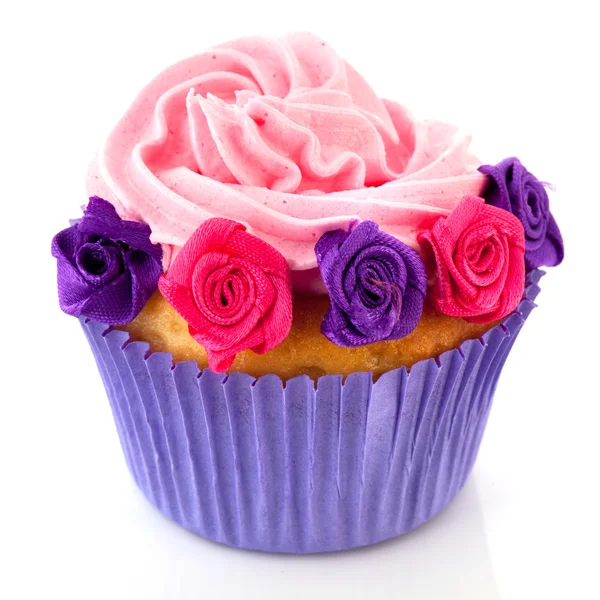 Paarse en roze cupcake — Stockfoto