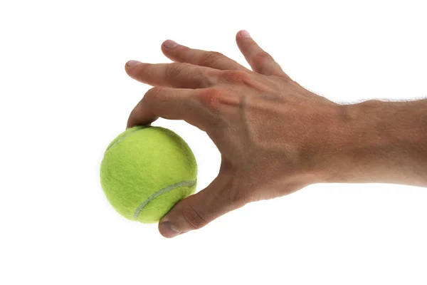 Tenisový míč v ruce — Stock fotografie