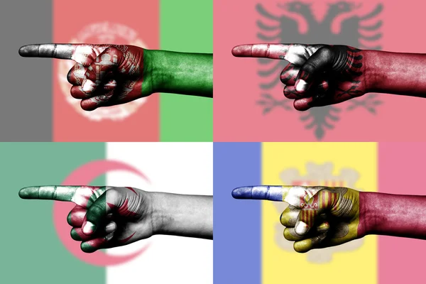 Set of pointing finger in national flag — Stock Photo, Image