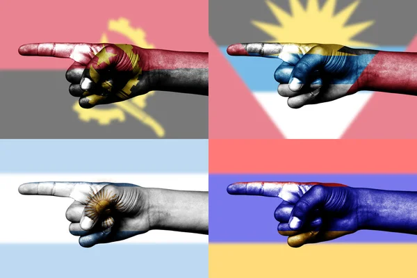 Zestaw wskazujący palec w Flaga narodowa — Zdjęcie stockowe
