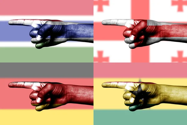 Uppsättning pekar finger i nationella flaggor — Stockfoto