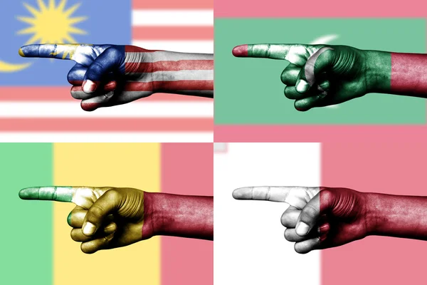 Juego de dedos en las banderas nacionales — Foto de Stock