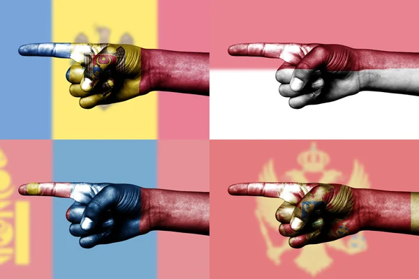 Zeigefinger in Nationalflaggen — Stockfoto