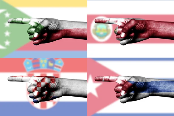 Parmakla ülke bayrakları kümesi — Stok fotoğraf