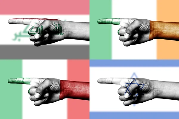 Set of pointing finger in national flags — Stock Photo, Image