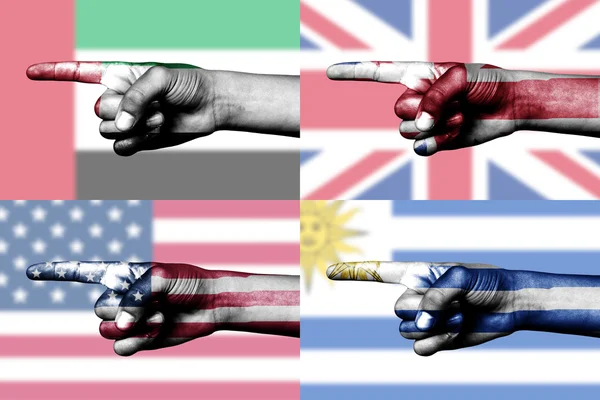 Uppsättning pekar finger i nationella flaggor — Stockfoto