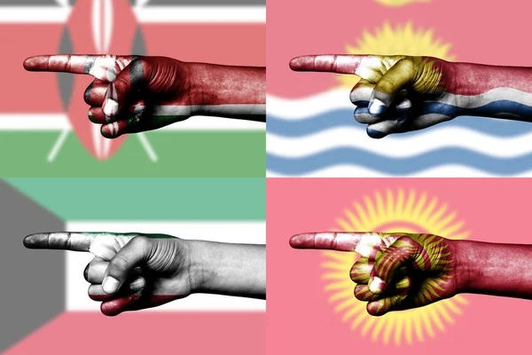 Set de degetul arătător în steagurile naționale — Fotografie, imagine de stoc