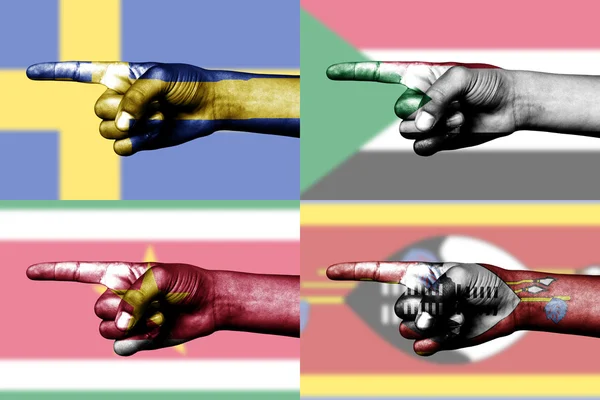 Zeigefinger in Nationalflaggen — Stockfoto